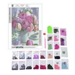Diamond Painting Canvas, Blommor, Medium Orchid, 30x40cm