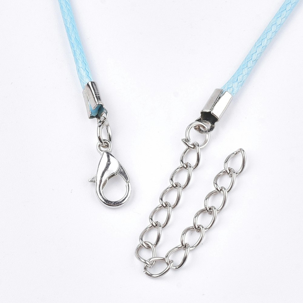 Halsband, Vaxad bomullstråd, 46 cm, 5st, Light Sky Blue