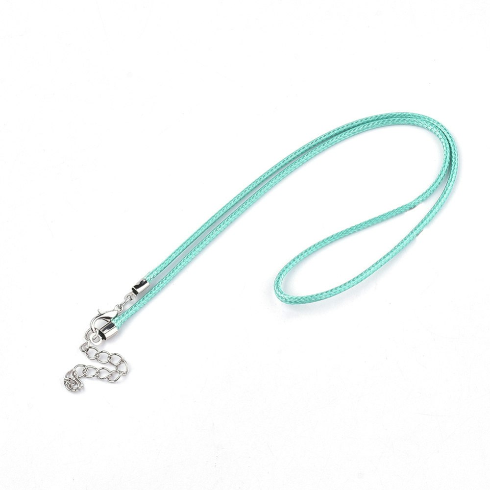 Halsband, Vaxad bomullstråd, 46 cm, 5st, Dark Turquoise