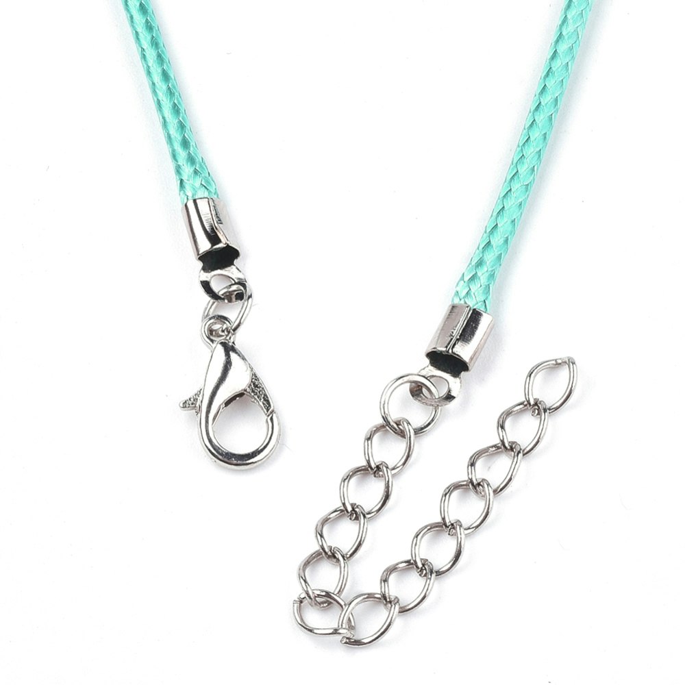 Halsband, Vaxad bomullstråd, 46 cm, 5st, Dark Turquoise