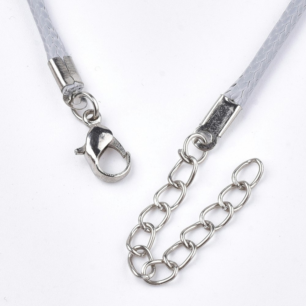 Halsband, Vaxad bomullstråd, 46 cm, 5st, Light Grey