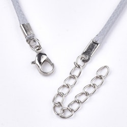 Halsband, Vaxad bomullstråd, 46 cm, 5st, Light Grey