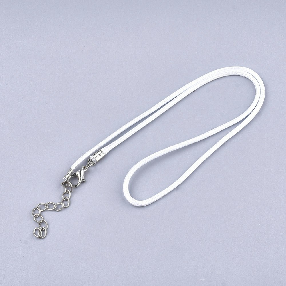Halsband, Vaxad bomullstråd, 46 cm, 5st, White