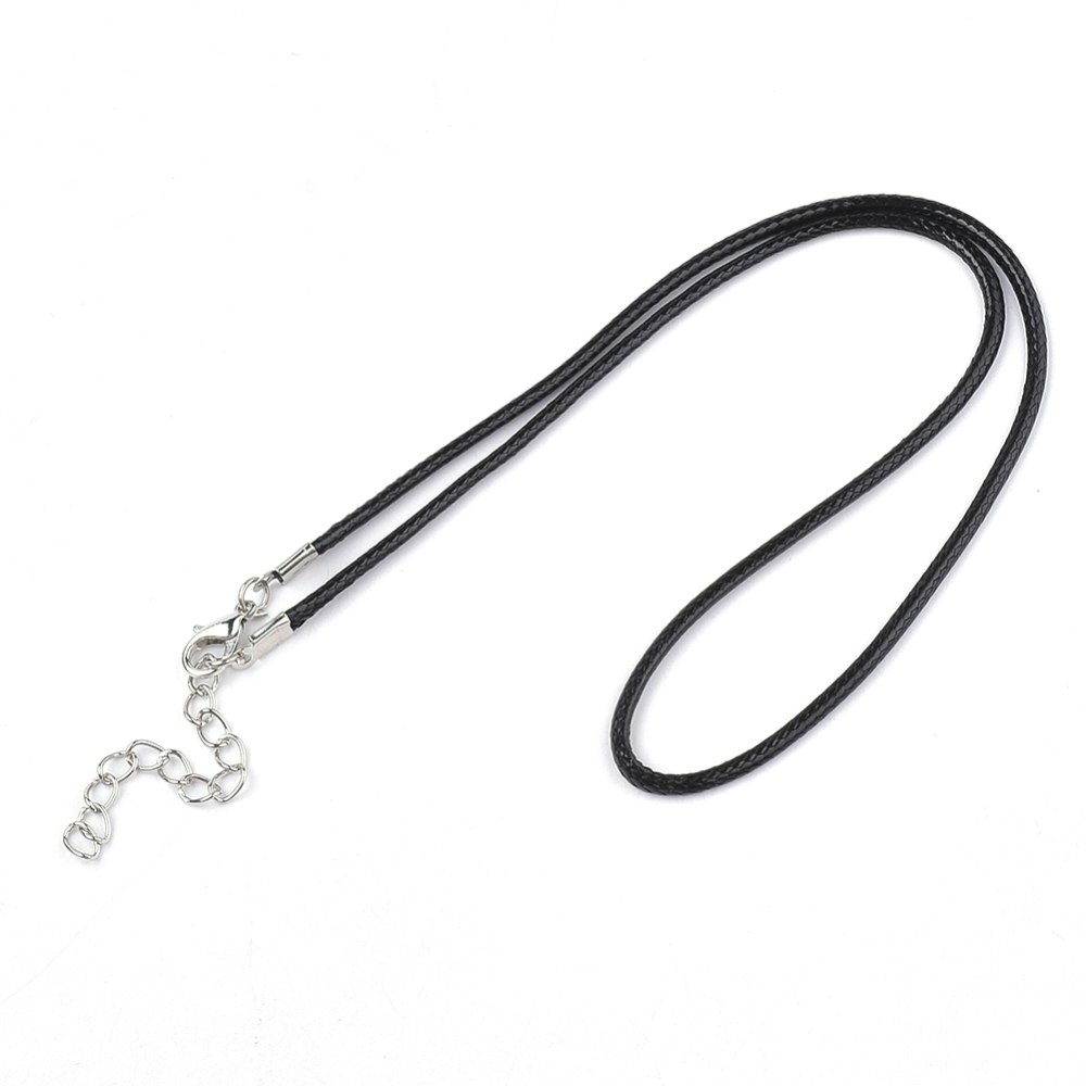 Halsband, Vaxad bomullstråd, 46 cm, 5st, Black