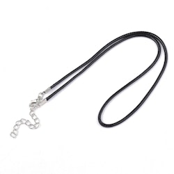 Halsband, Vaxad bomullstråd, 46 cm, 5st, Black