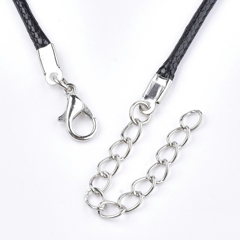 Halsband, Vaxad bomullstråd, 46 cm, 5st, Black