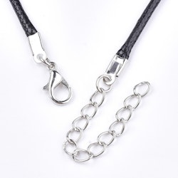 Halsband, Vaxad bomullstråd, 46 cm, 5st, Black
