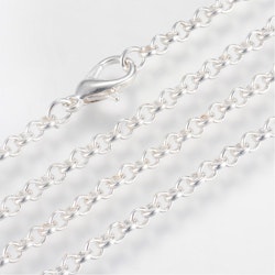 Halsbandkedja, 45cm, 2st, Silver, 3x0,8mm
