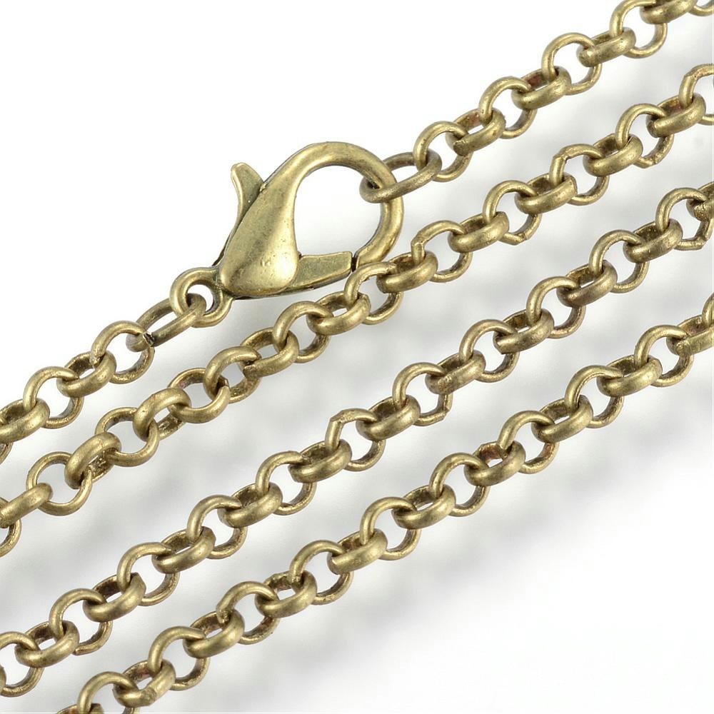 Halsbandkedja, 45cm, 2st, Antique Bronze, 3x0,8mm