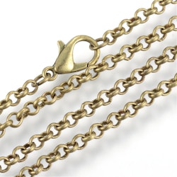 Halsbandkedja, 45cm, 2st, Antique Bronze, 3x0,8mm