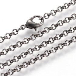 Halsbandkedja, 45cm, 2st, Gunmetal, 3x0,8mm