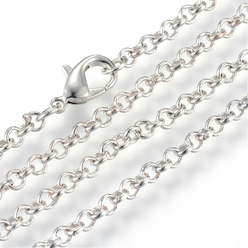 Halsbandkedja, 45cm, 2st, Platina, 3x0,8mm