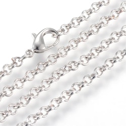 Halsbandkedja, 45cm, 2st, Platina, 3x0,8mm
