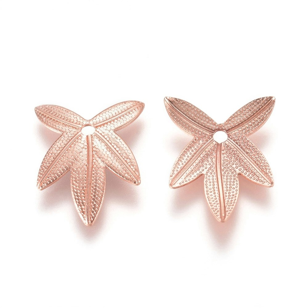 Lövberlocker, Mässing, 10st, Rose Gold