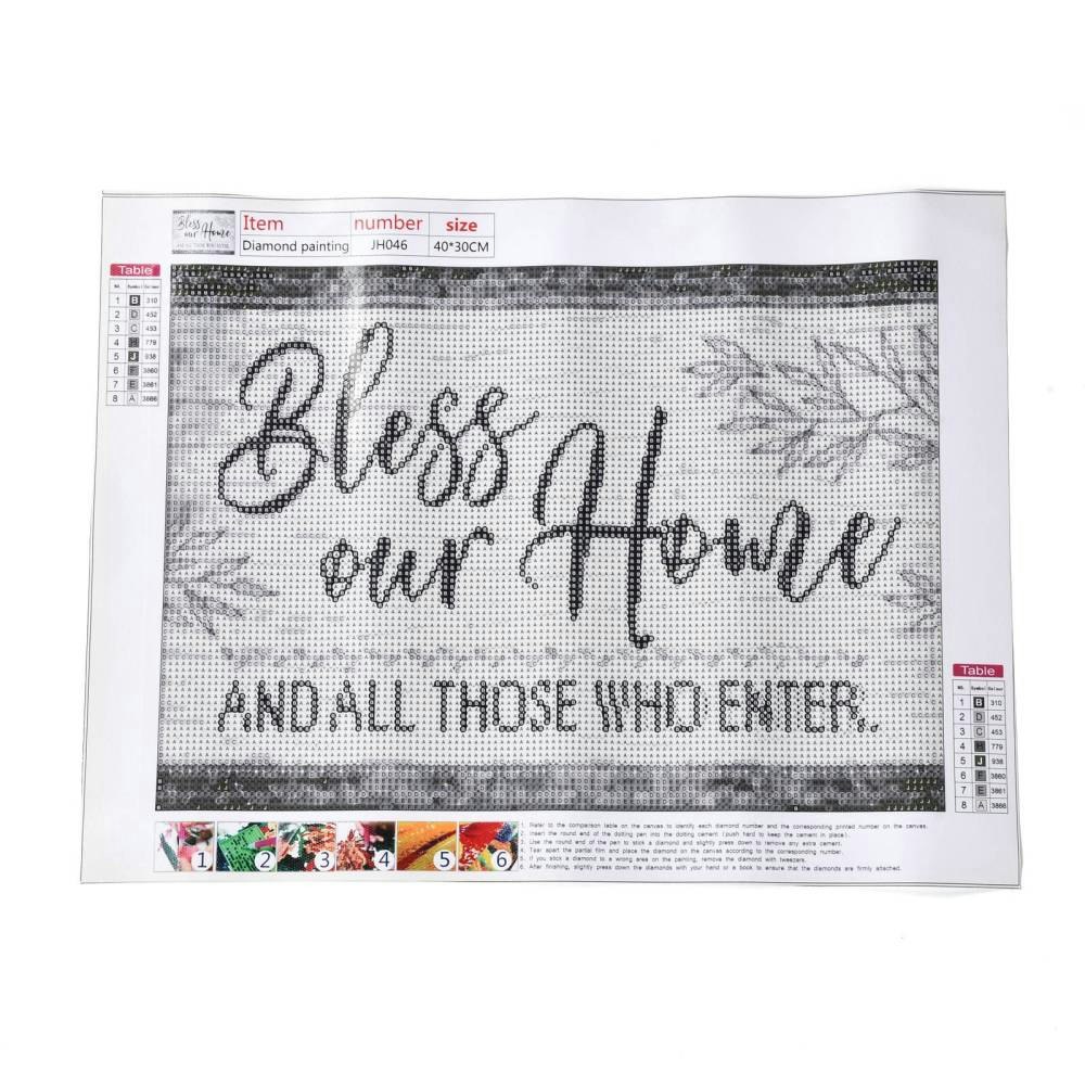 Diamond Painting Canvas, Bless our Home AND ALL THOSE WHO ENTER, 30x40cm