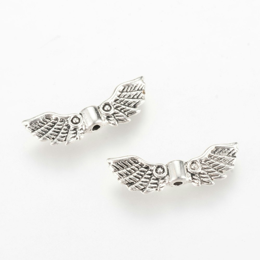 Änglavingar, 7x22x3mm, Antique Silver