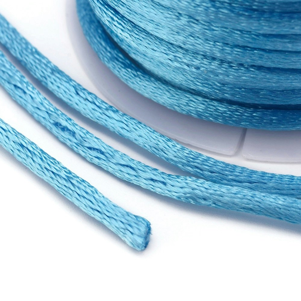 Deep Sky Blue Satin Rattail Cord - 10m/2mm