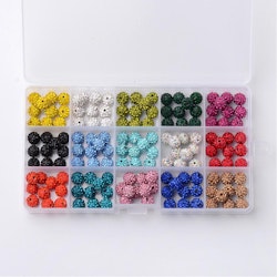 150 Strasspärlor i 15 Färger - 10mm, Hål 1,5mm