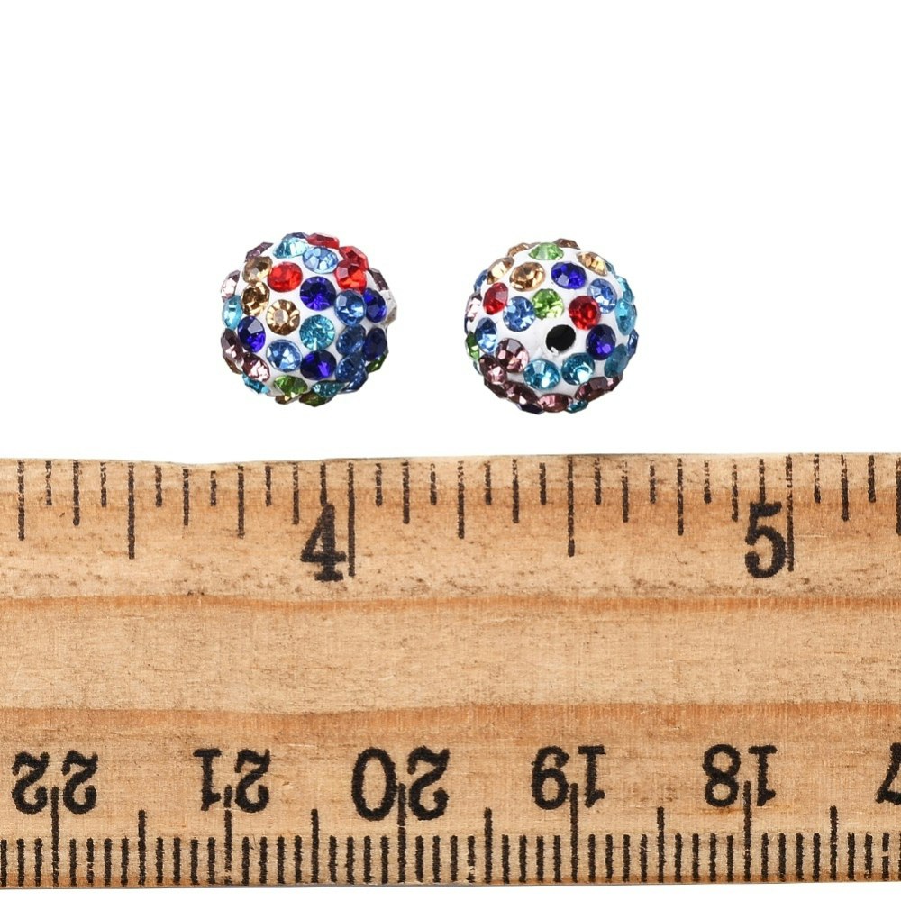 20 Strasspärlor i 10 Färger - 10mm, Hål 1,5mm