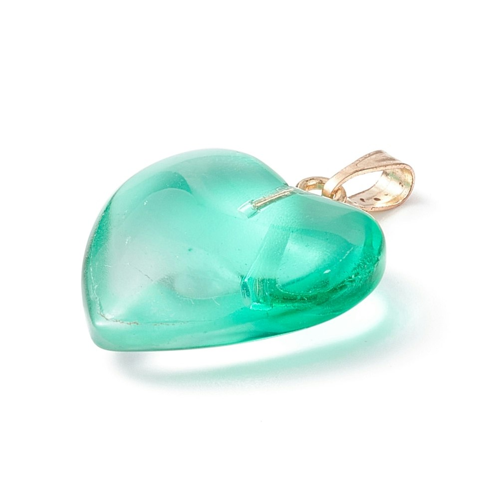 Hänge, Hjärta i glas, Aquamarine, 5st