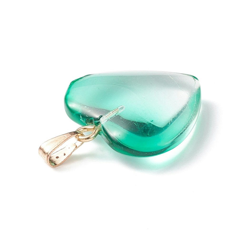Hänge, Hjärta i glas, Aquamarine, 5st
