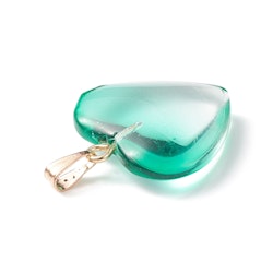 Hänge, Hjärta i glas, Aquamarine, 5st