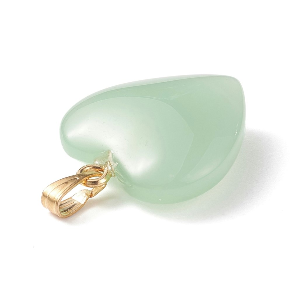 Hänge, Hjärta i glas, Light Green, 5st