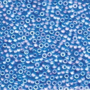 MIYUKI, Japanese Seed Beads, Round, 8/0, Matte Transparent Light Blue AB