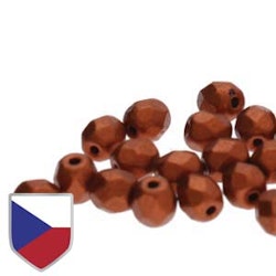 Tjeckiska Firepolish, 4mm, Bronze Fire Red