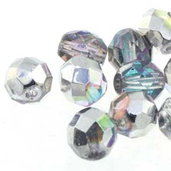 Tjeckiska Firepolish, 4mm, Crystal Silver Rainbow