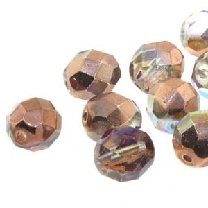 Tjeckiska Firepolish, 4mm, Crystal Copper Rainbow