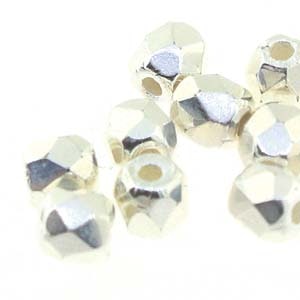 Tjeckiska Firepolish, 4mm, Silver Plate