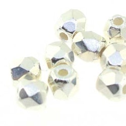 Tjeckiska Firepolish, 4mm, Silver Plate