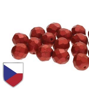 Tjeckiska Firepolish, 4mm, Chalk Lava Red