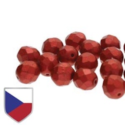 Tjeckiska Firepolish, 4mm, Chalk Lava Red