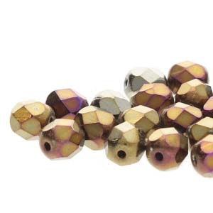 Tjeckiska Firepolish, 4mm, Jet Brown Iris