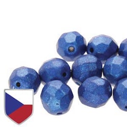 Tjeckiska Firepolish, 4mm, Metalust Crown Blue