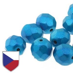 Tjeckiska Firepolish, 4mm, Metalust Turquoies