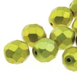 Tjeckiska Firepolish, 4mm, Metalust Yellow Gold
