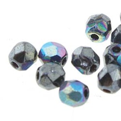Tjeckiska Firepolish, 3mm, Jet Hematite AB
