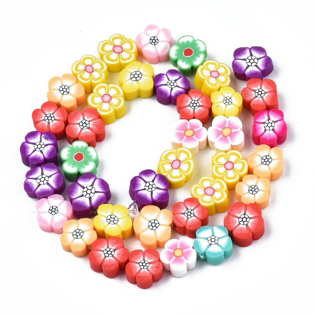 Polymerlerpärlor, Blommor, 36-39 Stycken