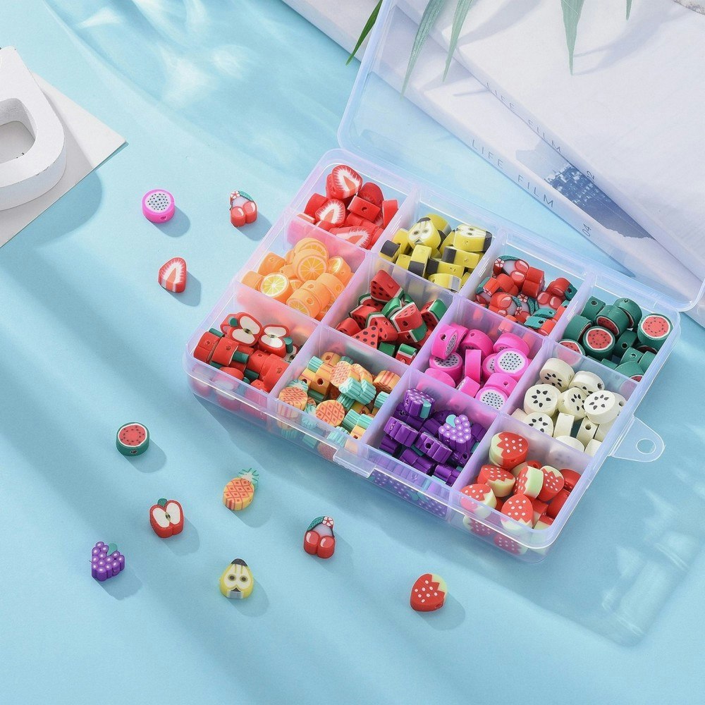 Polymerlerpärlor, Frukter, Box, 240 Stycken