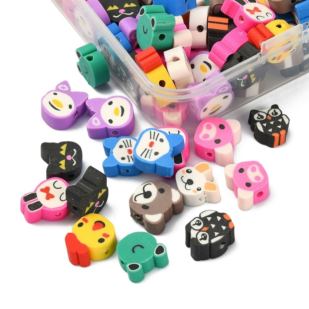 Polymerlerpärlor, Djur, Box, 100 Stycken