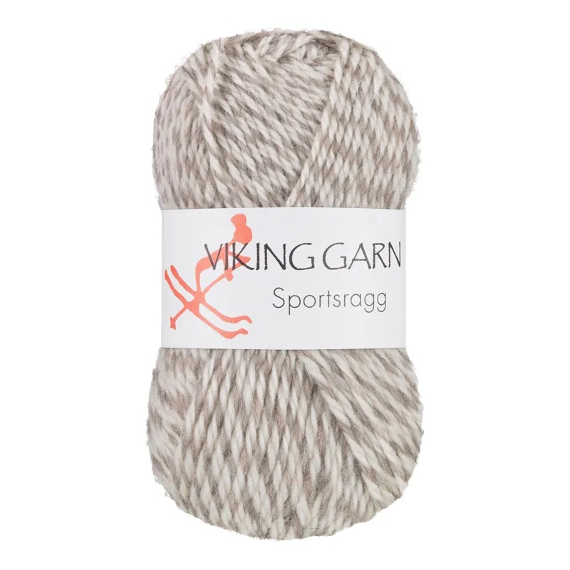 Garn Sportsragg, 50g, Vit/Grå, 520