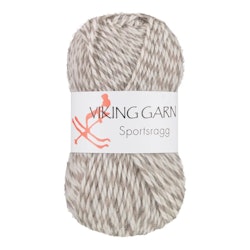Garn Sportsragg, 50g, Vit/Grå, 520
