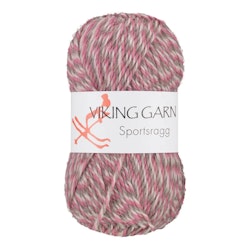 Garn Sportsragg, 50g, Rosa/Grå, 584