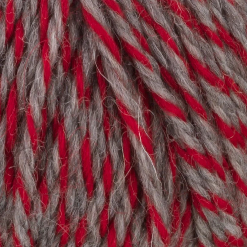 Garn Sportsragg, 50g, Grå/Röd, 560