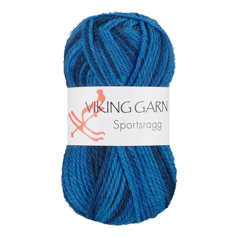 Garn Sportsragg, 50g, Flerfärgad Blå, 583
