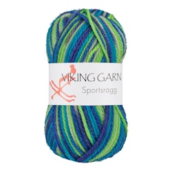 Garn Sportsragg, 50g, Flerfärgad Blå/Grön, 552