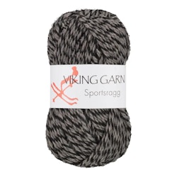 Garn Sportsragg, 50g, Grå/Svart, 540